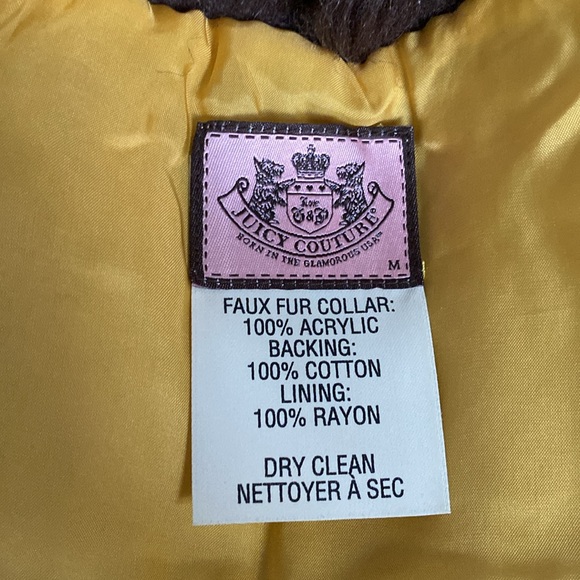 RARE!! Juicy Couture canary yellow 98% wool, detachable faux fur, button down M - Picture 13 of 17